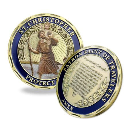 St Christopher Challenge Coin Protect Us Patron Saint of Travelers Prayer Safety St Christ - Image 2